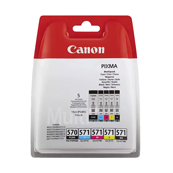 CANON Cartouches d'encre PGI-570 Noir + CLI-571 3 couleurs