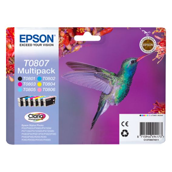 EPSON T0807 cartouche d'encre - 6 Couleurs